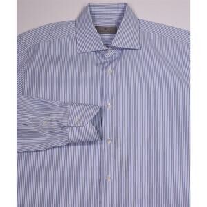 Canali 1934 Current Blue Striped Cotton Dress Shirt (39) 15.5-34/35